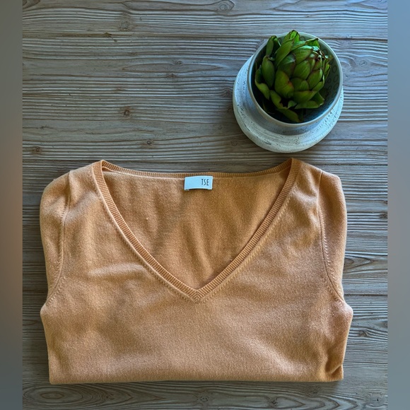 TSE 100% Cashmere V-Neck Sweater Women’s Small Burnished Apricot - Picture 1 of 5
